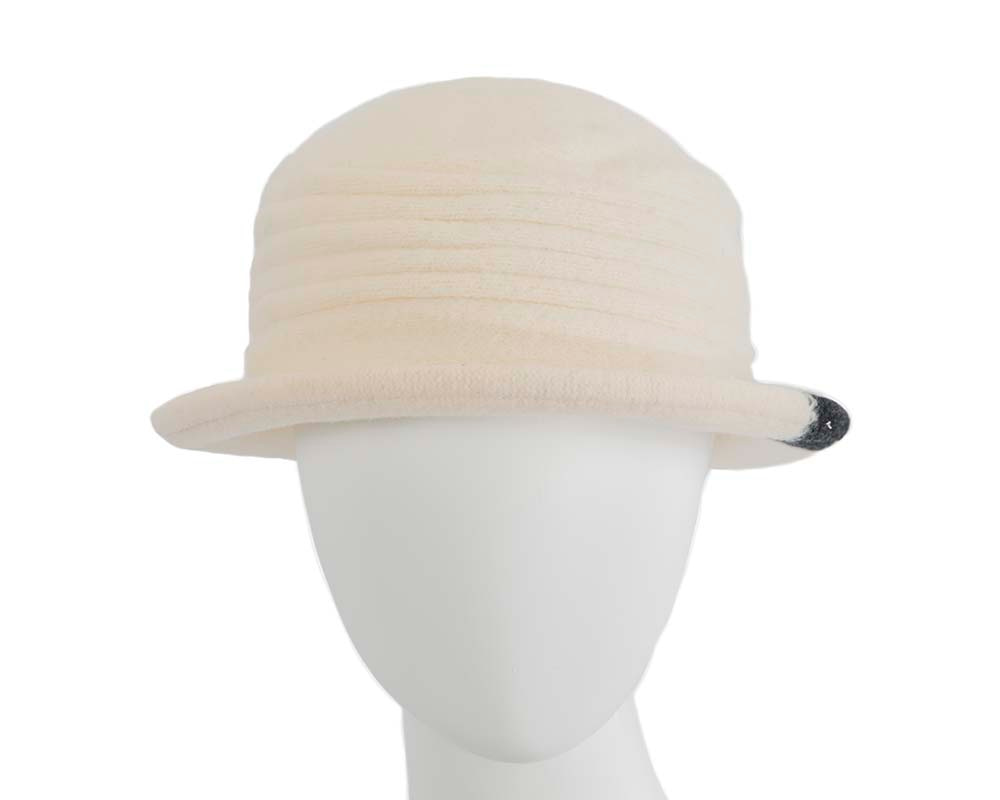Warm cream woolen European Made bucket hat - Fascinators.com.au