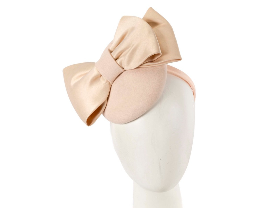 Nude winter racing pillbox with bow by Max Alexander - Fascinators.com.au