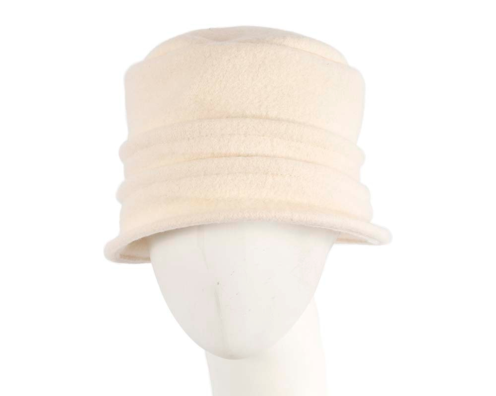 Warm cream woolen European Made bucket hat - Fascinators.com.au
