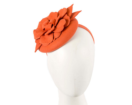 Orange felt pillbox racing fascinator - Cheap Fascinators