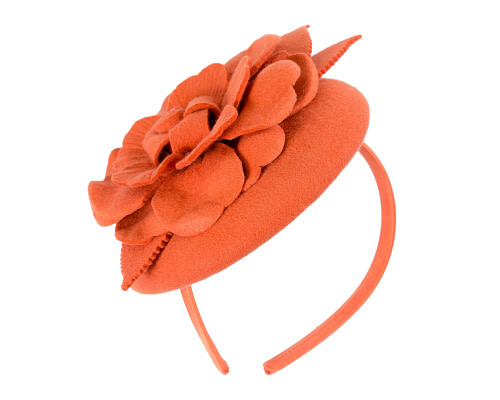 Orange felt pillbox racing fascinator - Cheap Fascinators