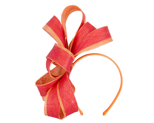 Red and orange sinamay racing fascinator - Cheap Fascinators