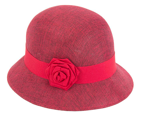 Dark red summer cloche hat - Cheap Fascinators