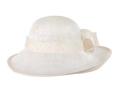 Wide brim off-white sinamay racing hat - Cheap Fascinators