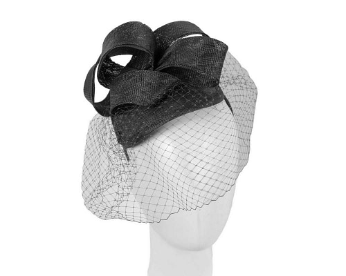 Black sinamay fascinator with face veil - Cheap Fascinators