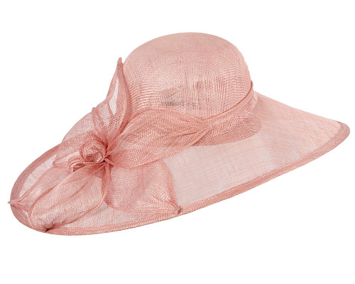 Wide brim dusty pink sinamay racing hat - Cheap Fascinators