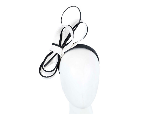 Large white & black loops with feather by Max Alexander - Cheap Fascinators