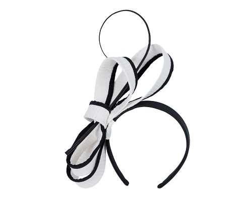 Large white & black loops with feather by Max Alexander - Cheap Fascinators