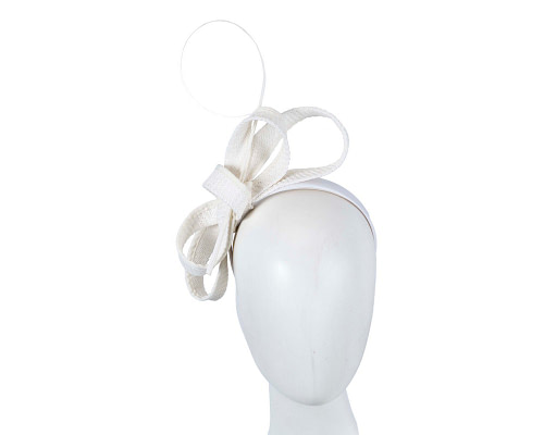 Large white loops with feather by Max Alexander - Cheap Fascinators