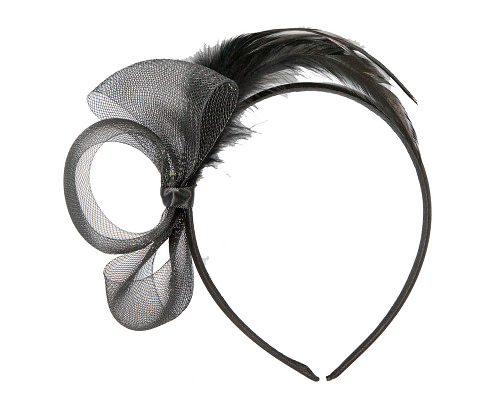 Black crinoline and feathers fascinator - Cheap Fascinators