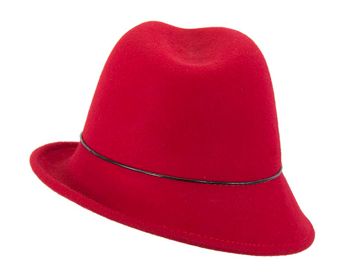 Red winter felt trilby hat - Fascinators.com.au