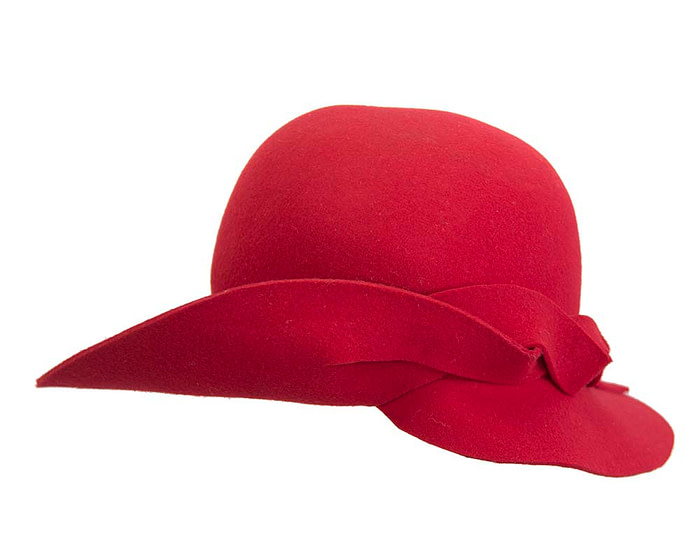 Unusual wide brim red felt hat by Max Alexander - Fascinators.com.au