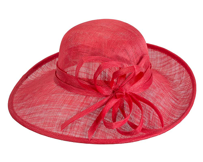Wide brim red racing hat by Max Alexander - Fascinators.com.au