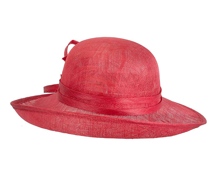 Wide brim red racing hat by Max Alexander - Fascinators.com.au