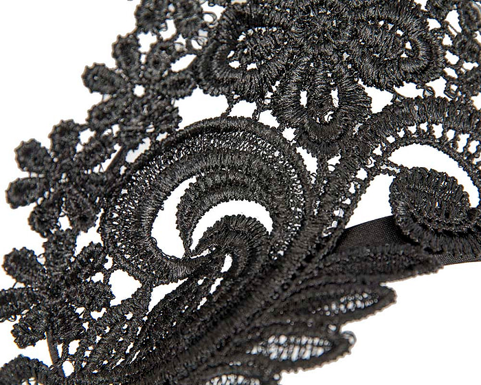 Black Australian Made lace crown fascinator by Max Alexander - Fascinators.com.au