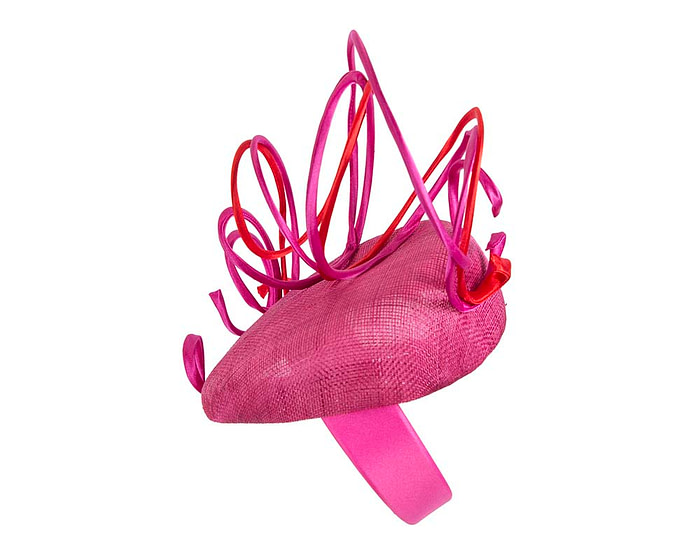 Bespoke fuchsia and red wire loops racing fascinator by Fillies Collection - Fascinators.com.au