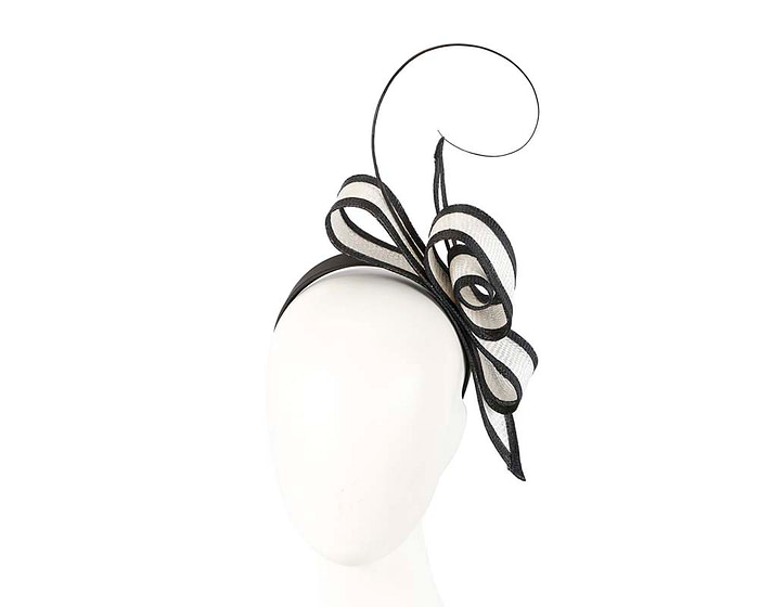 White and Black bow racing fascinator by Max Alexander - Fascinators.com.au