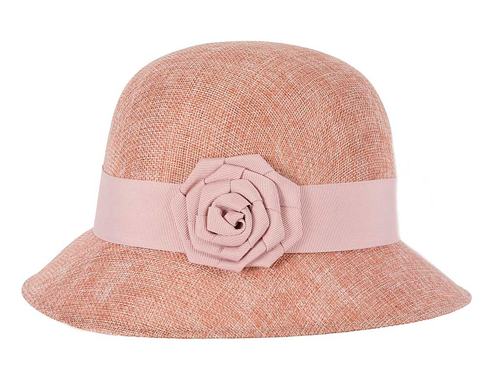 Dusty pink spring racing cloche hat by Max Alexander - Fascinators.com.au