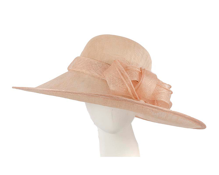 Wide brim nude sinamay racing hat by Max Alexander - Fascinators.com.au