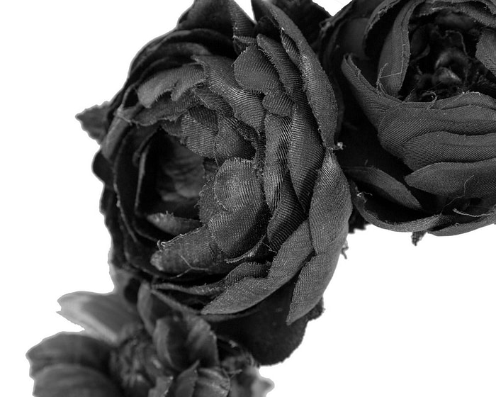 Elegant black flower headband by Max Alexander - Fascinators.com.au