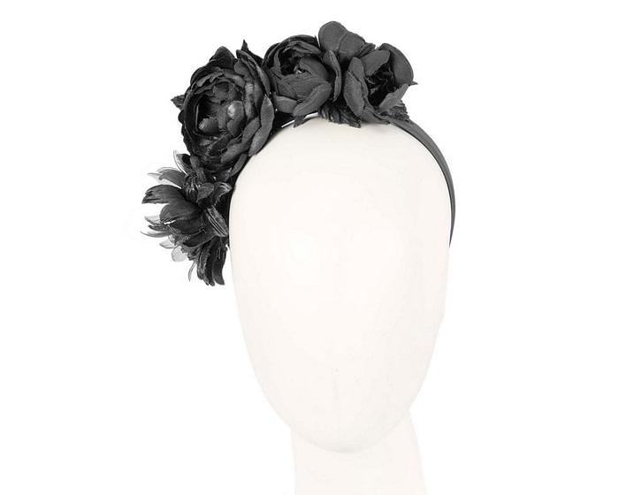 Elegant black flower headband by Max Alexander - Fascinators.com.au
