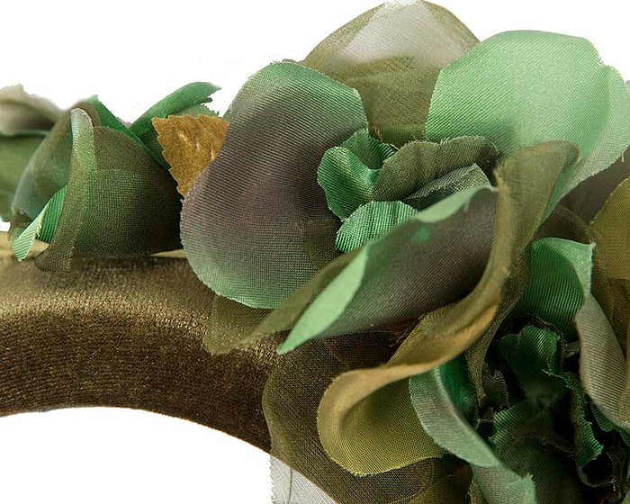 Green velvet flower headband by Max Alexander - Fascinators.com.au