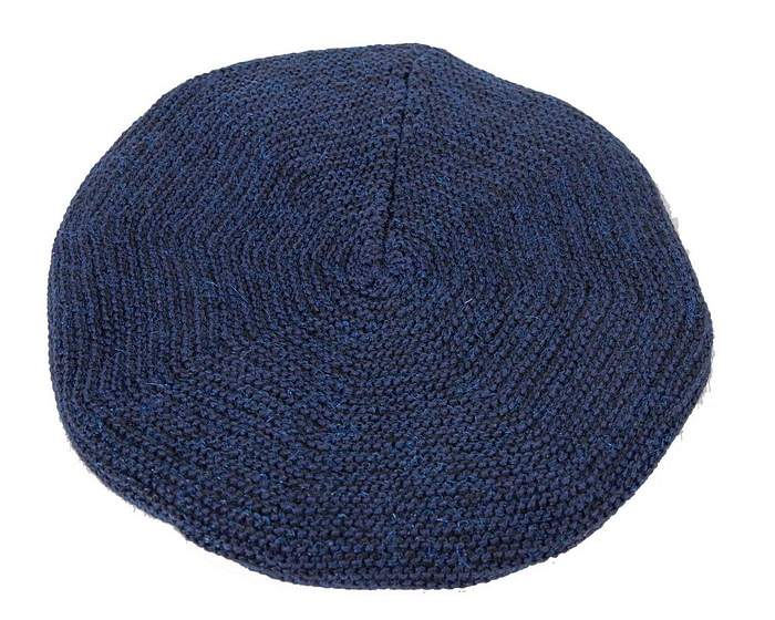 Classic warm crocheted navy wool beret. Made in Europe - Fascinators.com.au
