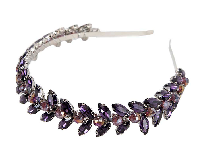 Petite purple crystal fascinator headband - Fascinators.com.au
