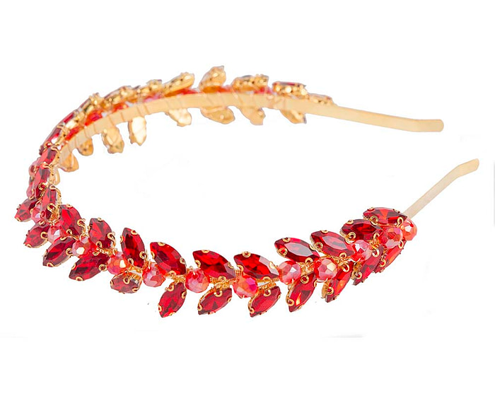 Petite red crystal fascinator headband - Fascinators.com.au