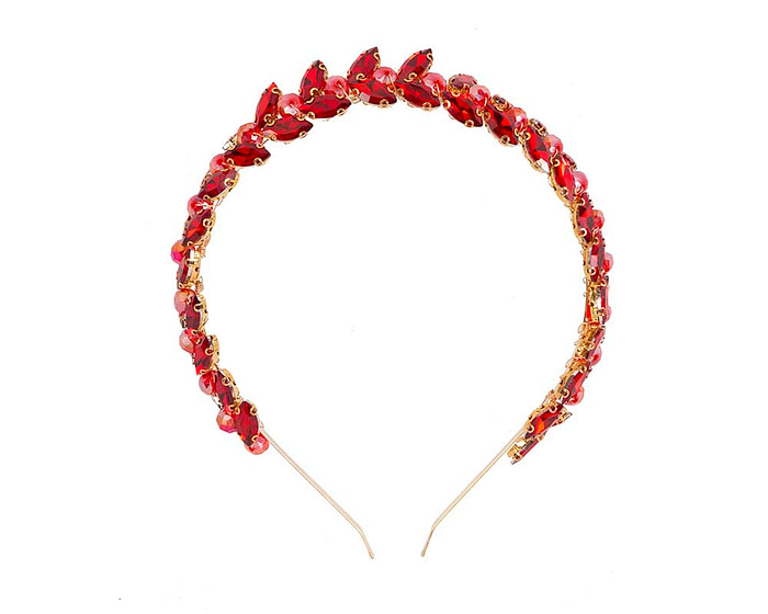 Petite red crystal fascinator headband - Fascinators.com.au