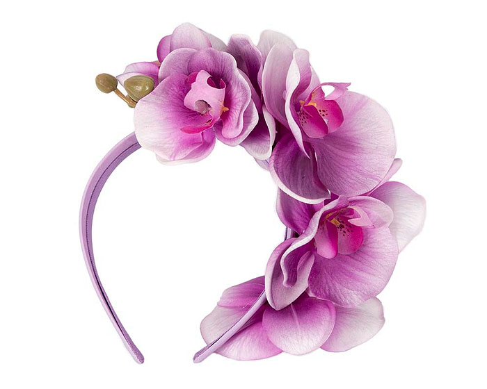Life-like purple orchid flower headband by Fillies Collection - Fascinators.com.au