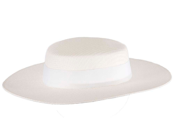 White boater hat by Max Alexander - Fascinators.com.au