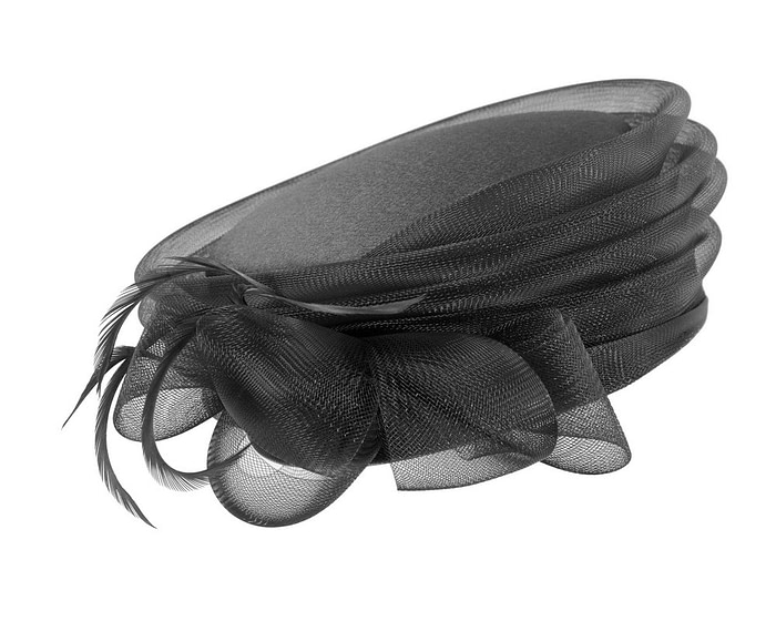 Black custom made fashion hat by Cupids Millinery - Fascinators.com.au