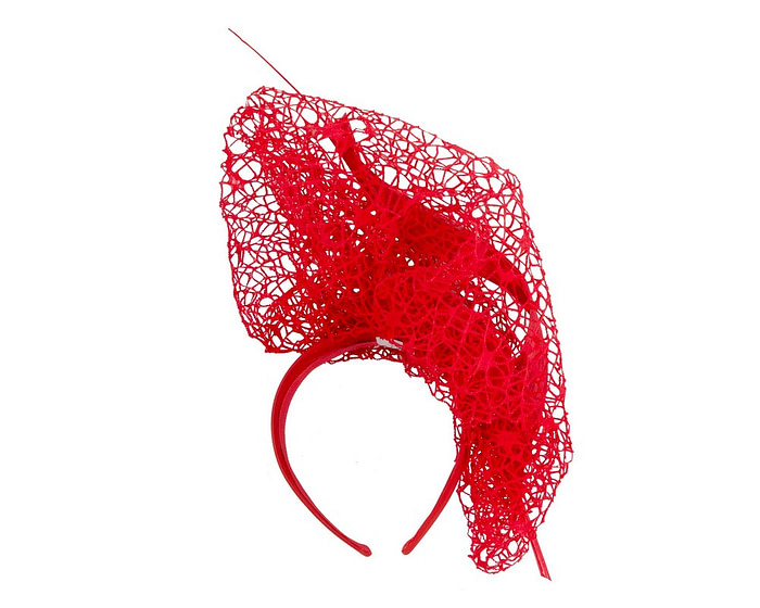 Bespoke red lace fascinator by Fillies Collection - Fascinators.com.au