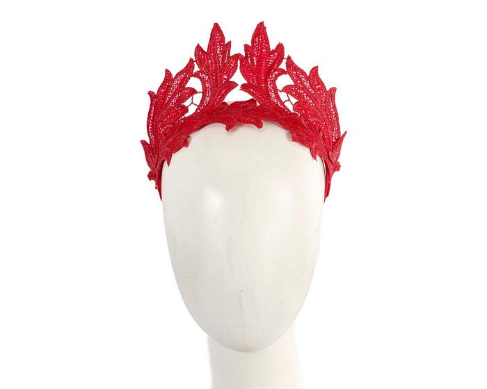Red lace crown fascinator by Max Alexander - Fascinators.com.au