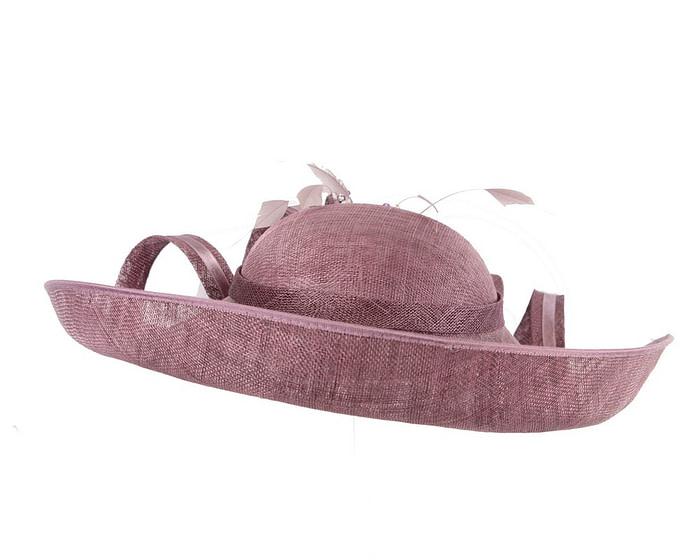 Wide brim mauve sinamay fashion hat - Fascinators.com.au