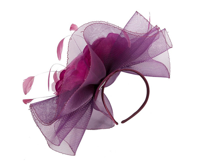 Large purple fascinator on headband - Fascinators.com.au