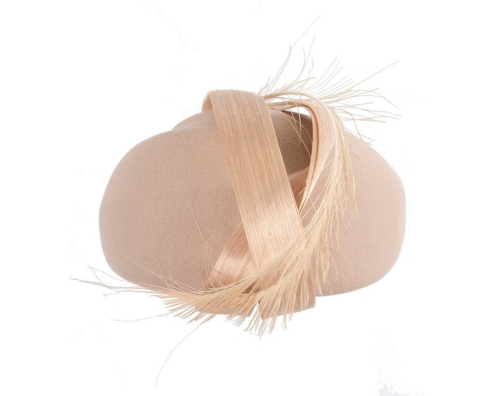 Nude felt hat by Fillies Collection - Fascinators.com.au