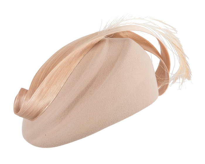 Nude felt hat by Fillies Collection - Fascinators.com.au