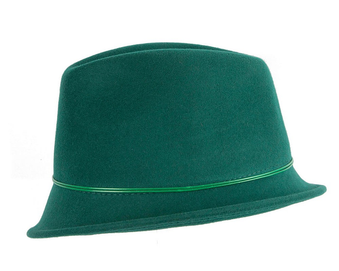 Green ladies felt trilby hat by Max Alexander - Fascinators.com.au