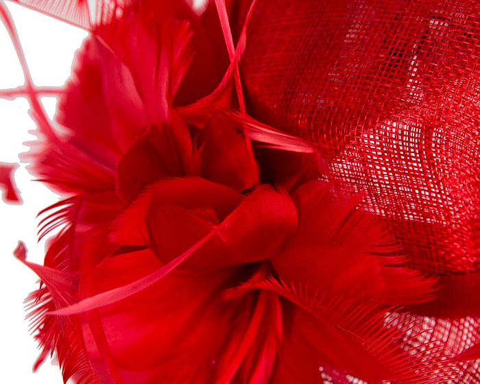 Red sinamay top hat fascinator - Fascinators.com.au