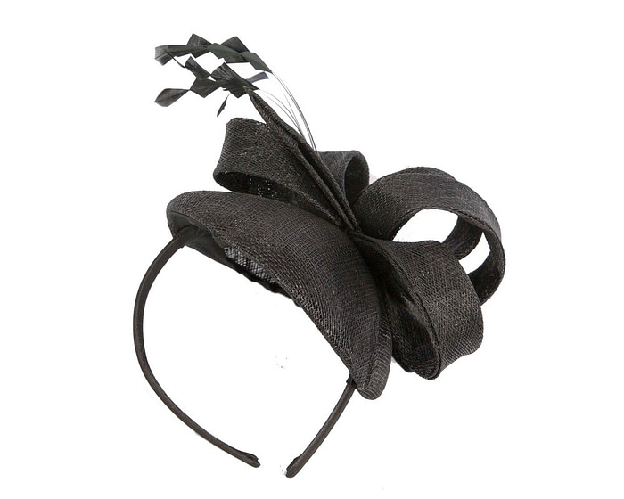 Black sinamay fascinator on the headband - Fascinators.com.au