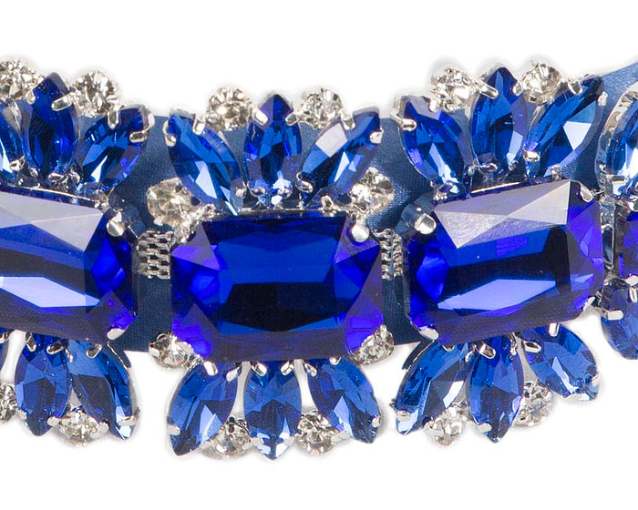 Royal Blue crystals fascinator headband - Fascinators.com.au