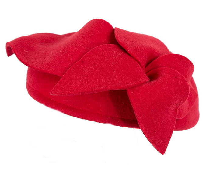 Red felt pillbox winter fascinator - Cheap Fascinators