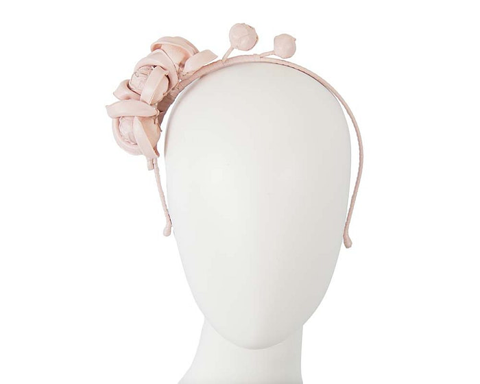 Petite pink leather flower headband - Cheap Fascinators