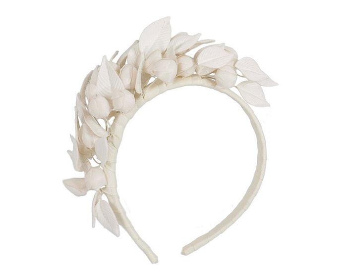 Cream leather flower fascinator by Max Alexander - Cheap Fascinators