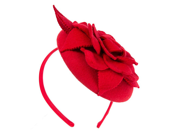 Red felt pillbox racing fascinator - Cheap Fascinators