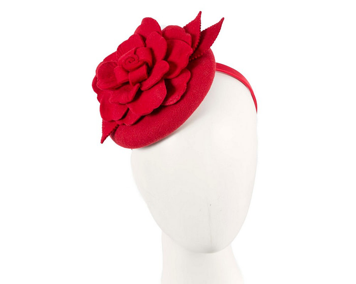 Red felt pillbox racing fascinator - Cheap Fascinators