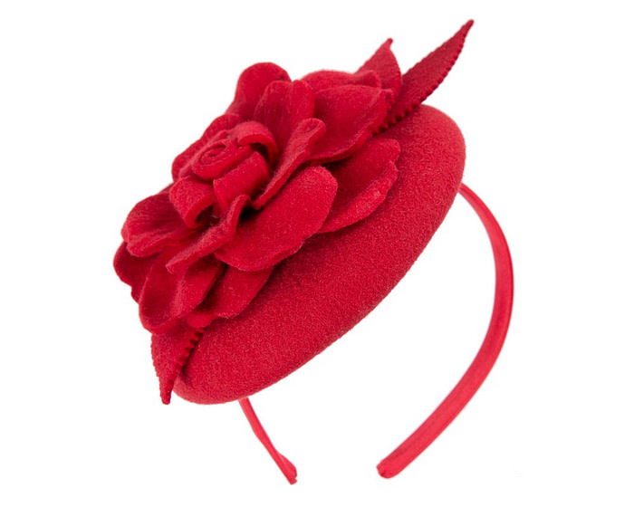 Red felt pillbox racing fascinator - Cheap Fascinators