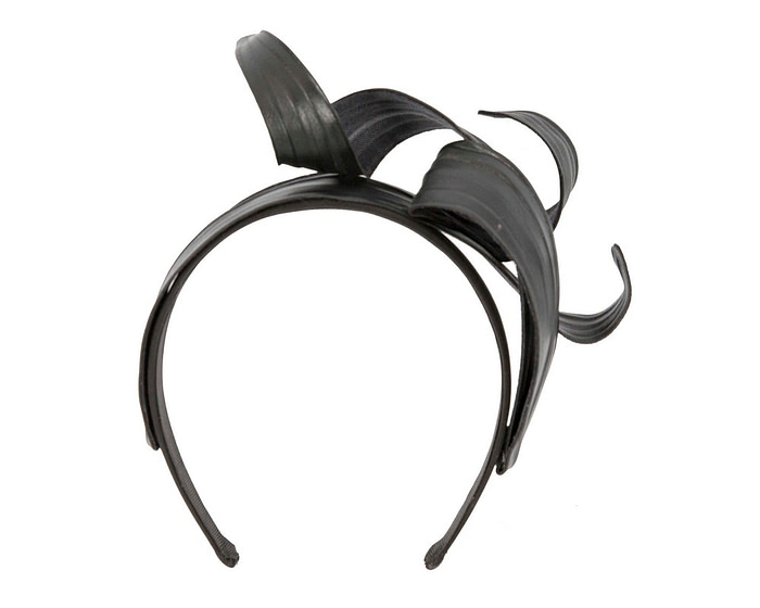 Sculptured black leather fascinator - Cheap Fascinators